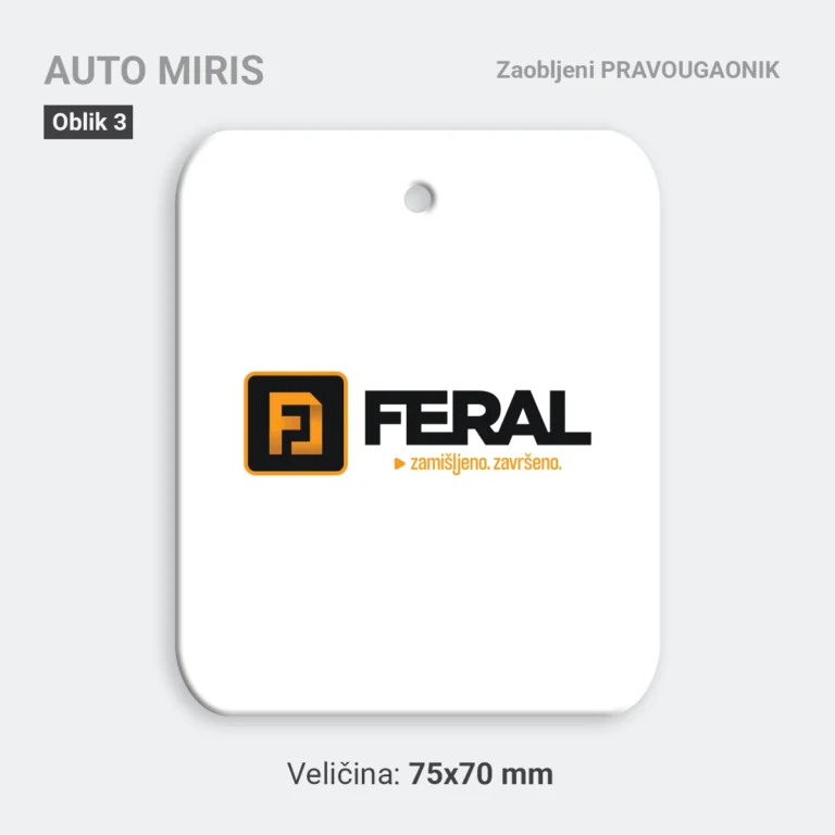 Auto miris zaobljeni pravougaonik bijeli 03