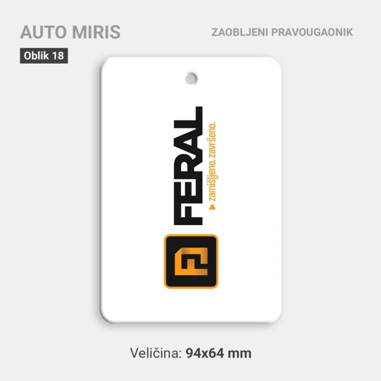 Auto miris zaobljeni pravougaonik bijeli 18