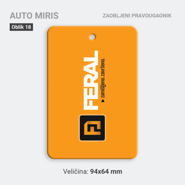 Auto miris zaobljeni pravougaonik narandzasti 18